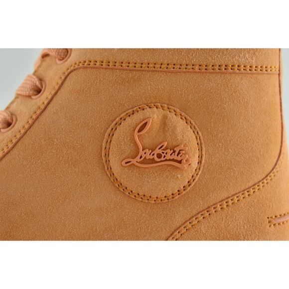 Christian Louboutin Lou Spikes Flat Melon Orange Suede High Top Sneaker 44 11 - Picture 11 of 15